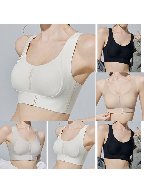 Women's Everyday Bras Solid Thin Strap Back Closure Side Support Resist Sag Bra