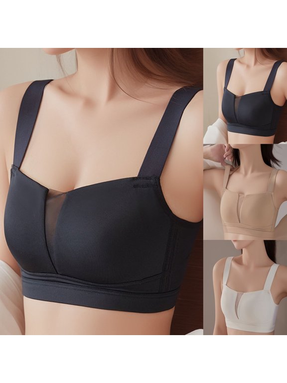 Women's Everyday Bras Solid Thin Strap Back Closure Side Support Resist Sag Bra
