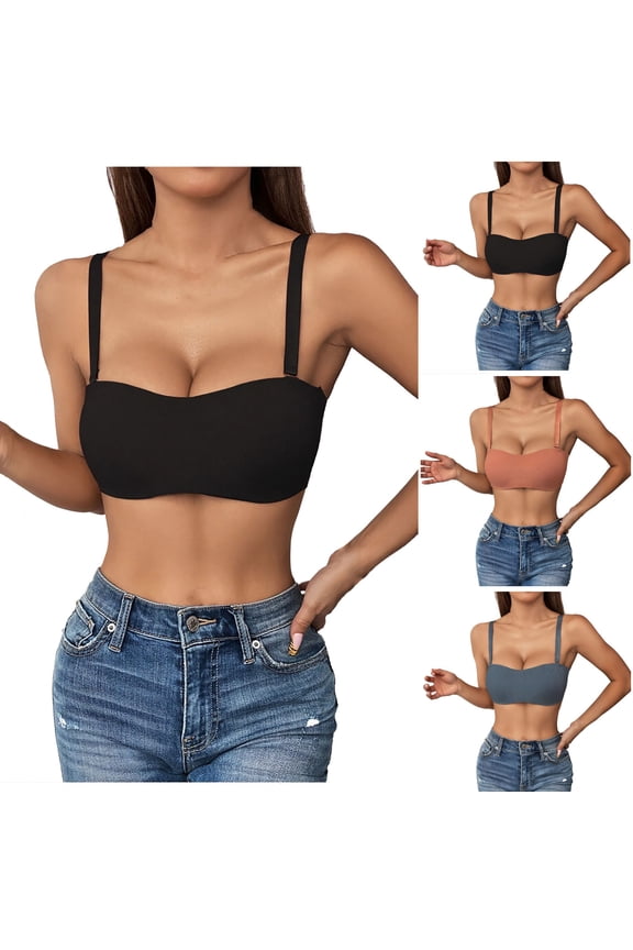 Women's Everyday Bras Solid V Neck 3 Line Back Closure Wireless U Back Uplift Bra
