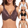 thumbnail image 1 of Pretxorve Women's Plus Size Bras Solid Lace Front Closure with Underwire Bra Sizes M-XXXXXXL, 1 of 4