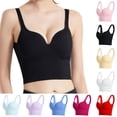 thumbnail image 1 of Pretxorve Women's Sports Bras Solid Long Line Yoga Workout Wireless Uplift Bra, 1 of 4
