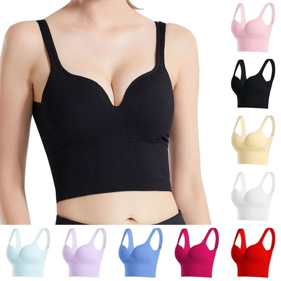 Pretxorve Women's Sports Bras Solid Long Line Yoga Workout Wireless Uplift Bra