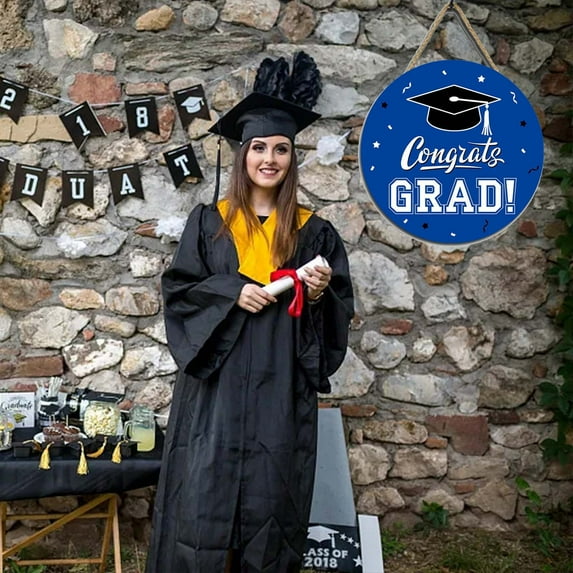 Pretxorve Wooden Graduation Party Decoration Door Congratulates Graduation Season Decoration Hanging Circular