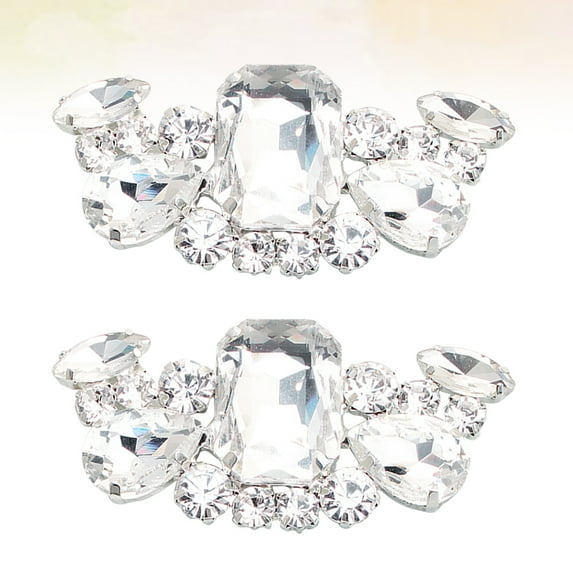 Pretyzoom 1Pair Banquet Shoe Buckle Durable Multi Color Crystal Clip for Flats Pumps