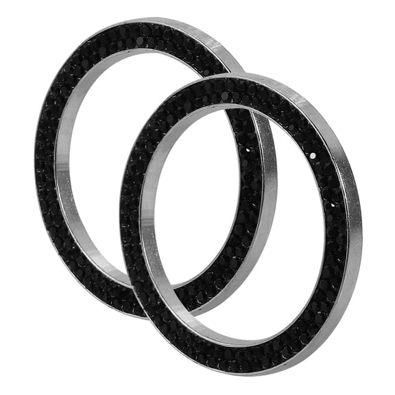 Pretyzoom 1Pair Ignition Button Cover Rhinestone Black Zinc Alloy Car Accessories Interior