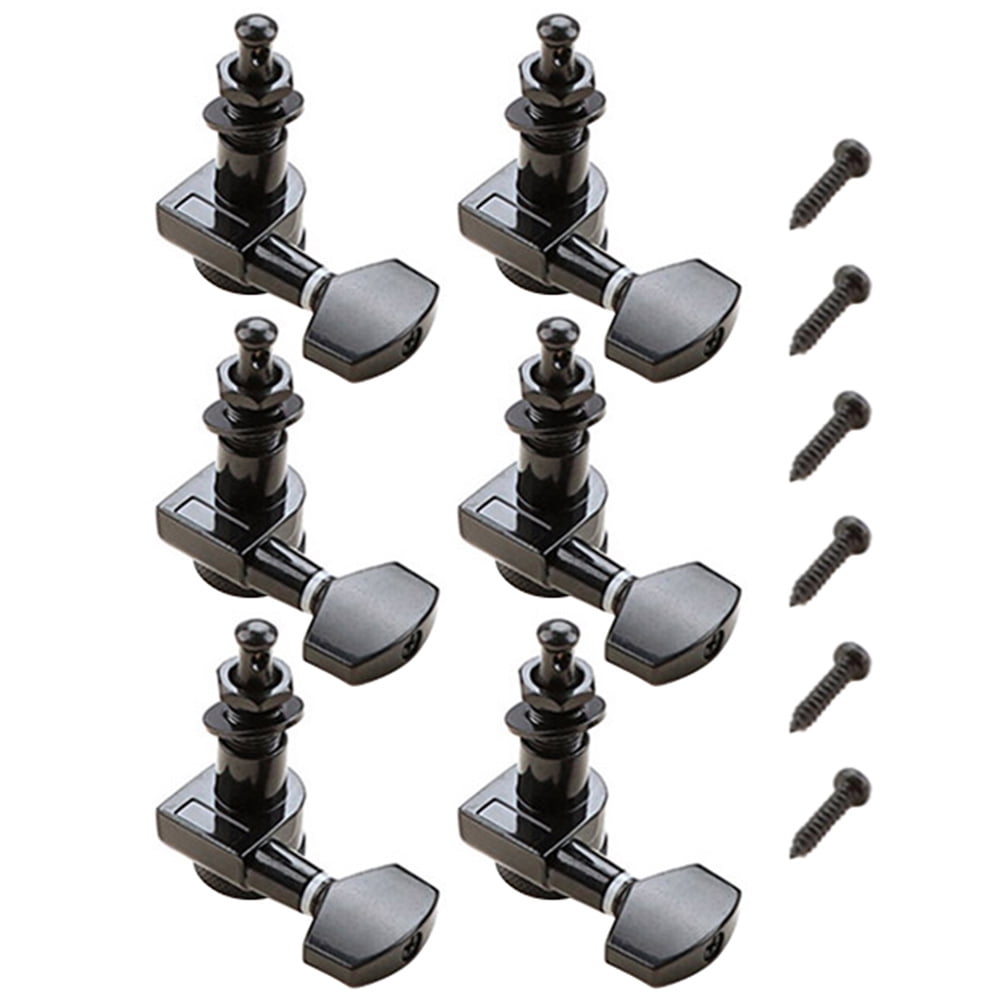 Pretyzoom 1Set Black Guitar Tuning Pegs Machine Heads Durable Metal Acoustic Locking Tuners