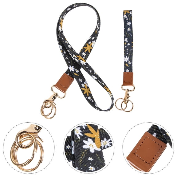 Pretyzoom 1Set Assorted Color Floral Pattern Lanyard for Id Badges Wristlet Lanyard Phone Strap for Outdoor Use