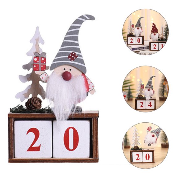 Pretyzoom Grey Wooden Perpetual Desktop Calendar Stylish Home Office Decor