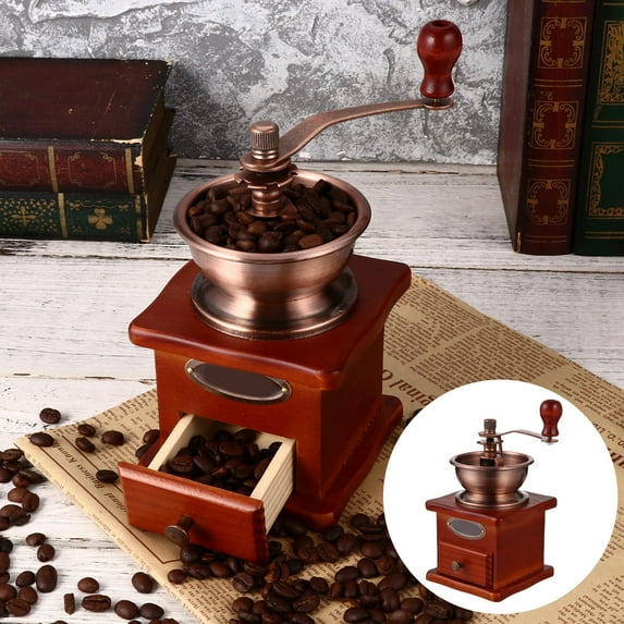 Pretyzoom 1Pc Manual Coffee Mill with Ceramic Burr and Iron Handle for Fresh Coffee Beans
