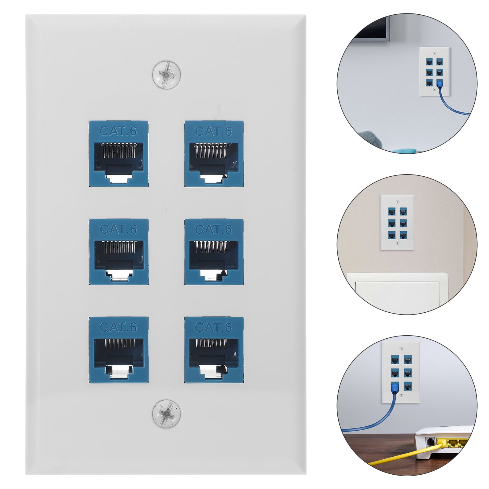 Pretyzoom 1 Set of Ethernet Socket Plate White Plastic Wall Ethernet ...