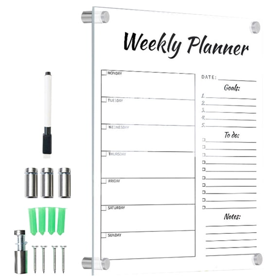 Pretyzoom 1Set Weekly Plan Memo Board Transparent Acrylic Creative Display Board for Home