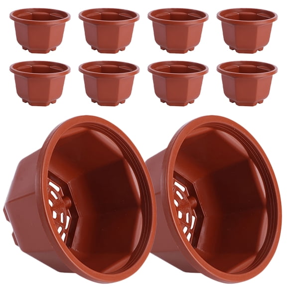 Pretyzoom 10Pcs Dark Red Drainable Planter Pot with Air Flow for Indoor Flower Pots