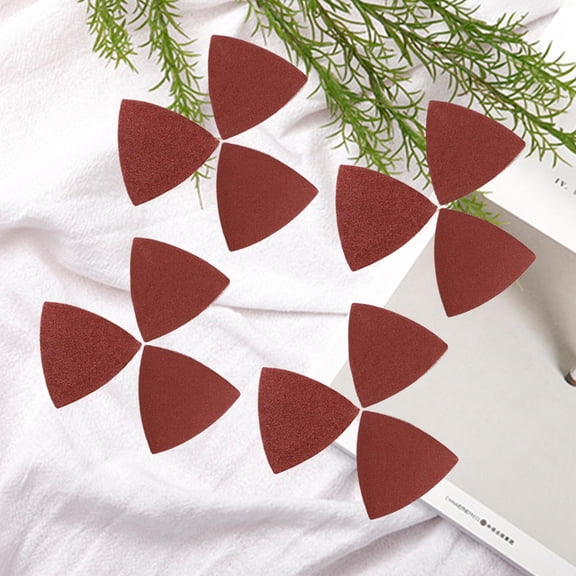 Pretyzoom 100 Pcs/Pack Dark Red Triangular Sanding Disc Self-adhesive for Pad Alumina Woodworking Tools