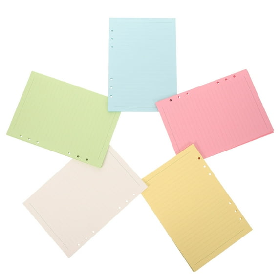 Pretyzoom A5 Lined Refill Paper with 6 Hole Punched Assorted Colors for Notebook Binder