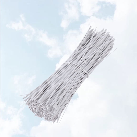 Pretyzoom 1000Pcs White Reusable Cable Ties Plastic Coated Iron Wire Flexible for Office and Gardening Use