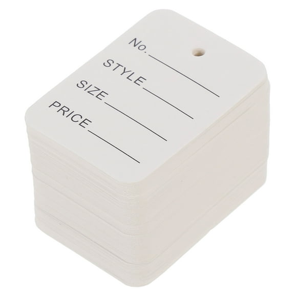 Pretyzoom 1000Pcs White Hat Price Tags Paper Price Label Display Tags with Rope Hanging Hole Design