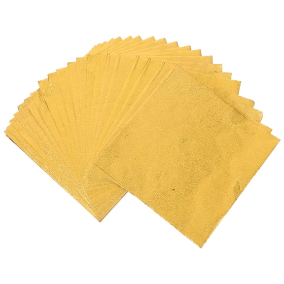 Pretyzoom 100Pcs Golden Aluminum Foil Sheets Water Resistant Wrappers for Candy and Chocolates