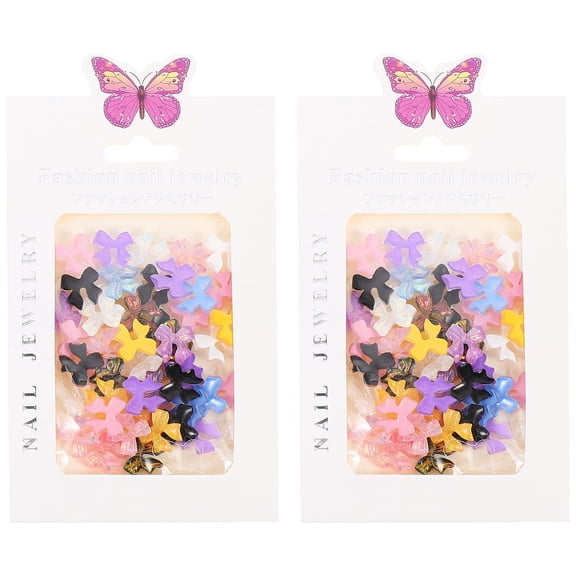 Pretyzoom 100pcs Bow Decoration Charms Assorted Color Nail Stickers Bows for Women Parties