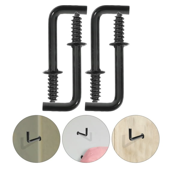 Pretyzoom 100pcs L Shaped Hooks For Hanging Black Screw In Hooks For Walls Decor