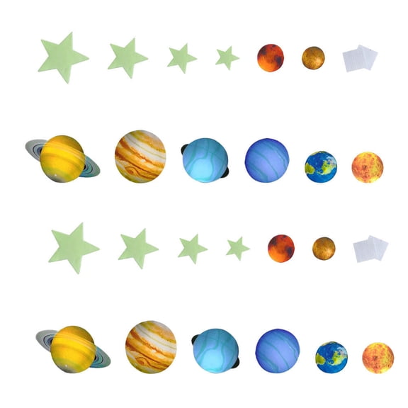 Pretyzoom Planet Stickers Green Glowing Decals for Home Decoration 109Pcs