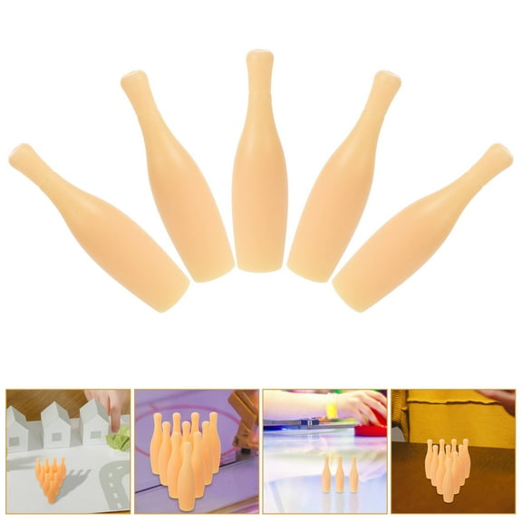 Pretyzoom 10Pcs Reusable Beige Plastic Bowling Pins Table Bowling Pin Replacement Set