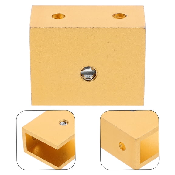 Pretyzoom 10Pcs Golden Foldable Glass Shelf Brackets with Strong Clamp Support for Bathroom Kitchen Use