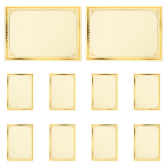 Pretyzoom 10Pcs Gold Trim Beige A4 Certificate Paper Thick Printable Award Sheets for Diplomas