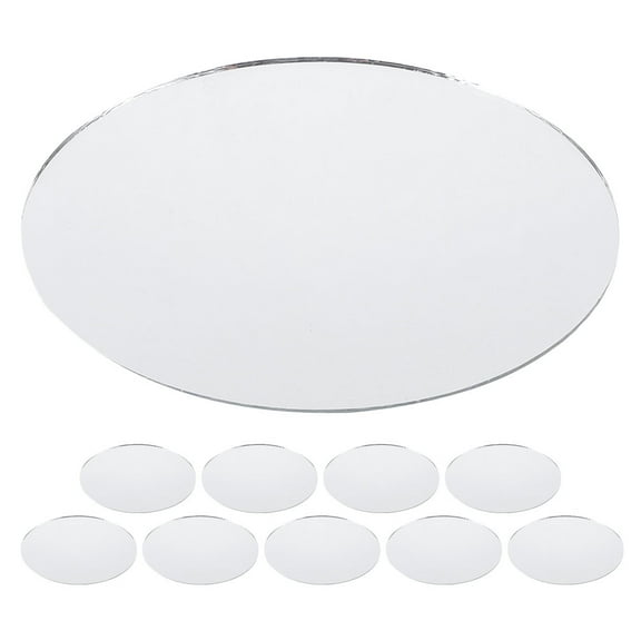 Pretyzoom 10pcs Mini Oval Lens Mirror, Decorative Crafts Glass Mosaic Tile Pieces For Diy Craft Projects Home Decor