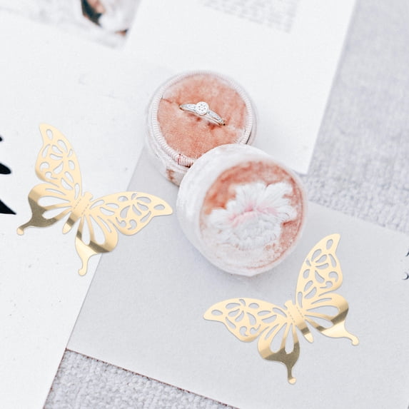 Pretyzoom 12Pcs Golden 3D Butterfly Wall Stickers Easy to Apply for Cake and Home Decor