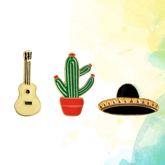 Pretyzoom Guitar Shape Brooch Assorted Colors for Party Decoration 12Pcs