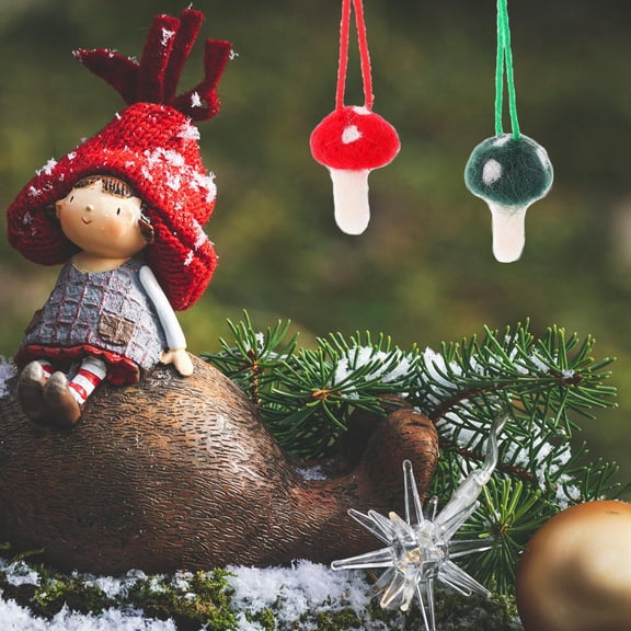 Pretyzoom Festive Felt Mushroom Ornaments Assorted Color Soft Hanging Christmas Tree Decor