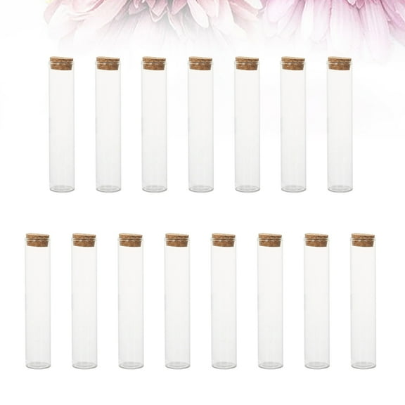 Pretyzoom Cork Glass Vials Storage Container Transparent 15Pcs