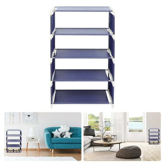 Pretyzoom Stainless Steel Shoes Shelf, Blue, 5-Layer, Multi-Purpose Household