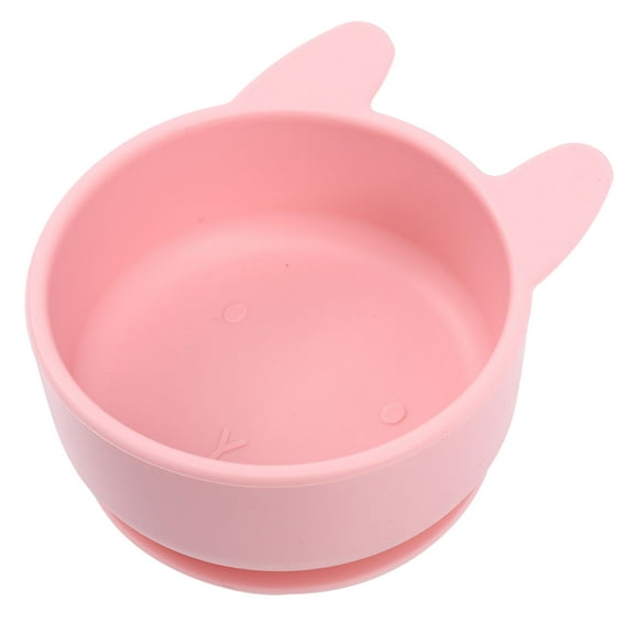Pretyzoom Pink Silicone Food Bowl with Suction Base for Easy Storage and Microwave Use