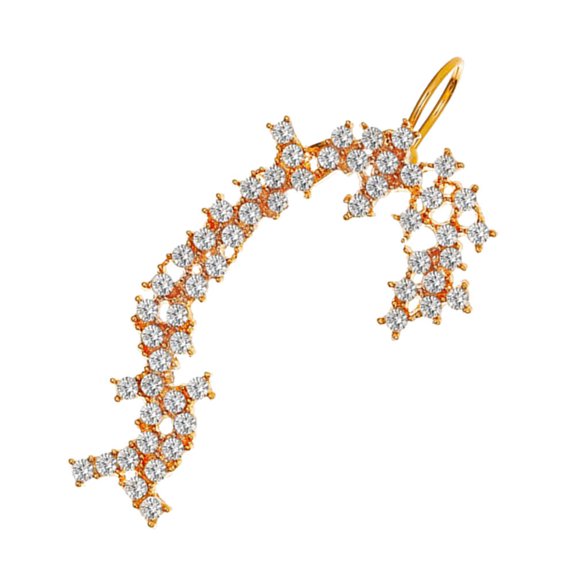 Pretyzoom 1Pack Ear Clips for Women Elegant Style Golden Rhinestone Design for Daily Wear