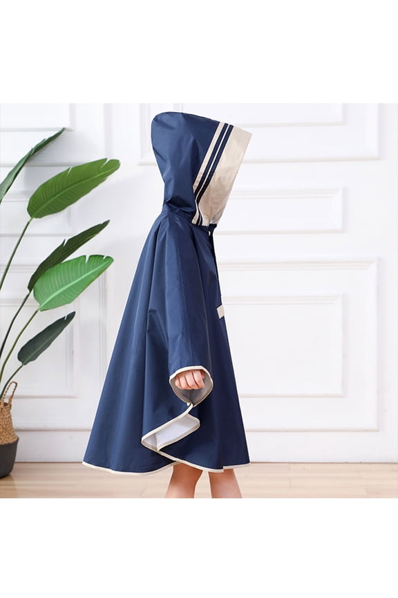 1Pack Girls Hooded Cloak Waterproof PVC for Festival Navy Blue