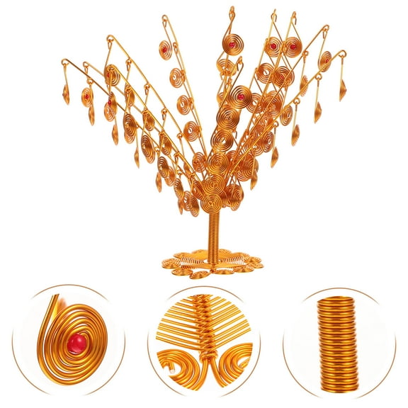 Pretyzoom Golden Metal Money Tree Ornament Aluminum Wire Home Decoration for Festive Desktop Adornment