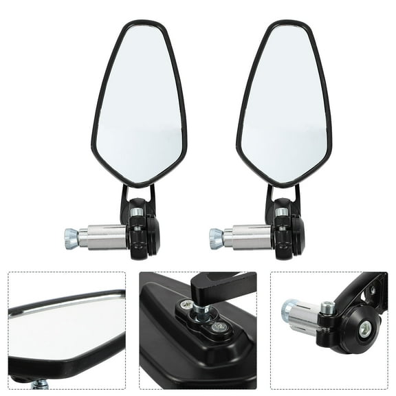 Pretyzoom 1Pair Bike Rearview Mirrors Black Aluminum Alloy Clear Wide Angle for Motorcycle and Scooter
