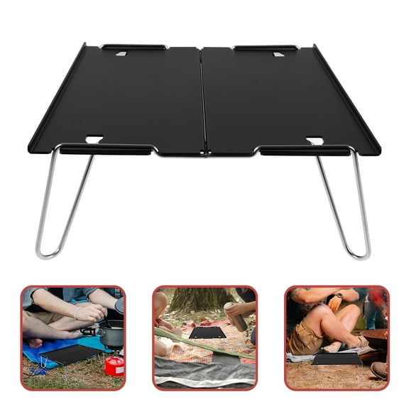 Pretyzoom Folding Table Black Aluminum Portable for Outdoor Camping and Picnics