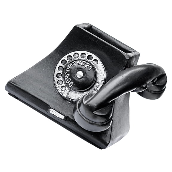 Pretyzoom 1Pc Retro Style Black Resin Telephone Flower Pot for Home Office Garden Decor