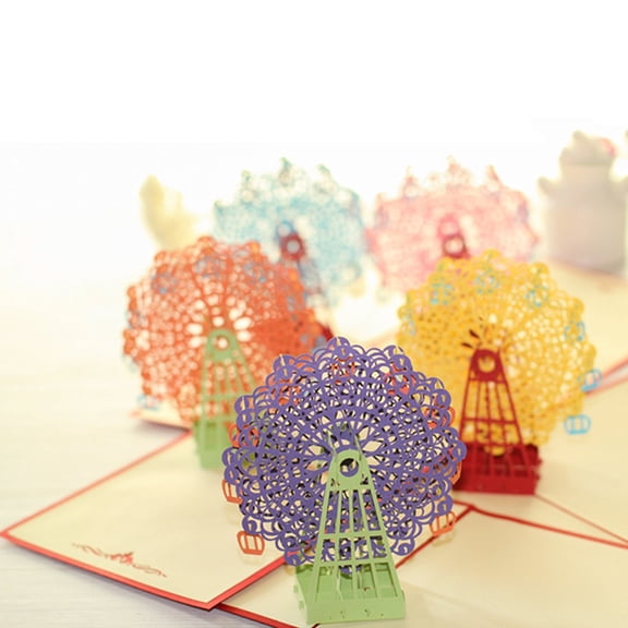 Pretyzoom Premium Paper 3D Ferris Wheel Greeting Card for Party Invitations