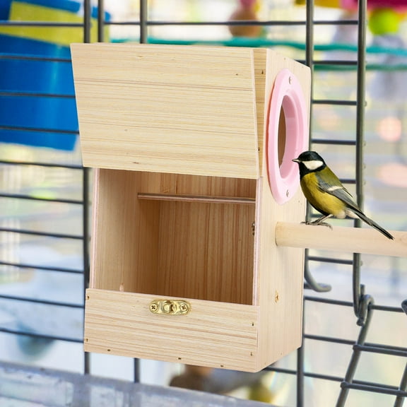 Pretyzoom 1Pc Bird Hatchery Wooden Nest Box Khaki with Hinged Cover for Easy Bedding Removal