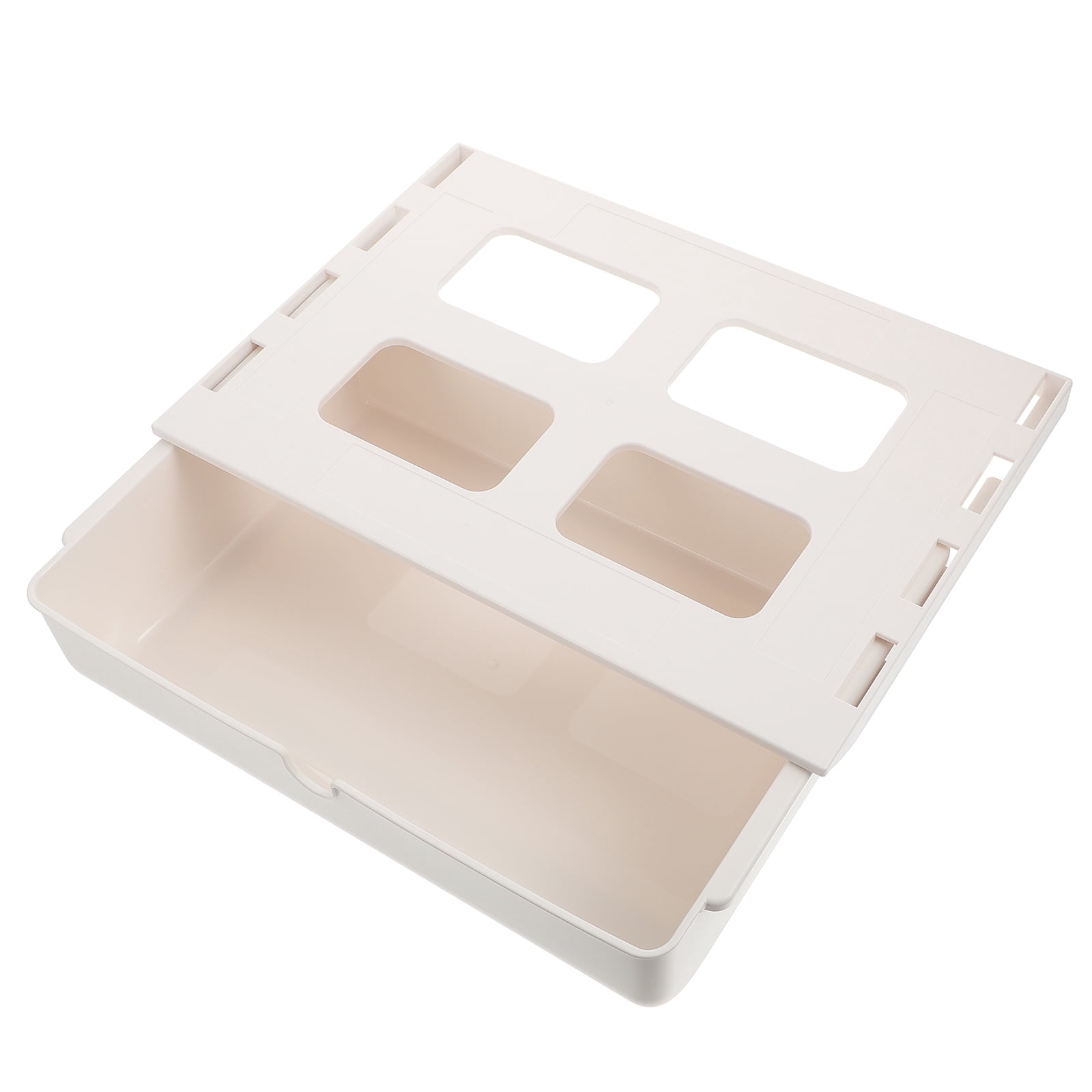 Pretyzoom 1Pc Hidden Drawer Box White Under Desk Storage Container for Office and Home Organization