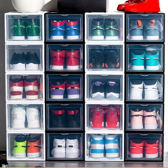 Pretyzoom 1Pc Plastic Shoes Container with High Strength and Transparent Lid for Organization