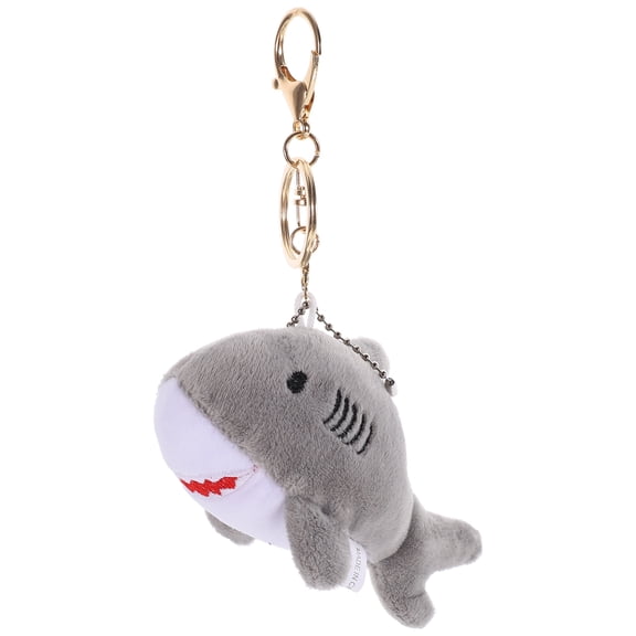 Pretyzoom Plush Grey Shark Keychain Soft Bag Pendant Decorative Key Ring Accessory for Backpack