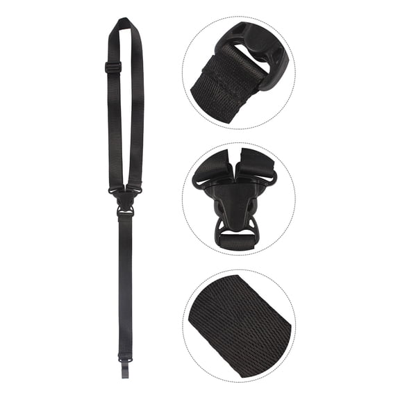 Pretyzoom 1Pc Simple Black Polyester Ukulele Strap Practical Adjustable Carrying Accessory