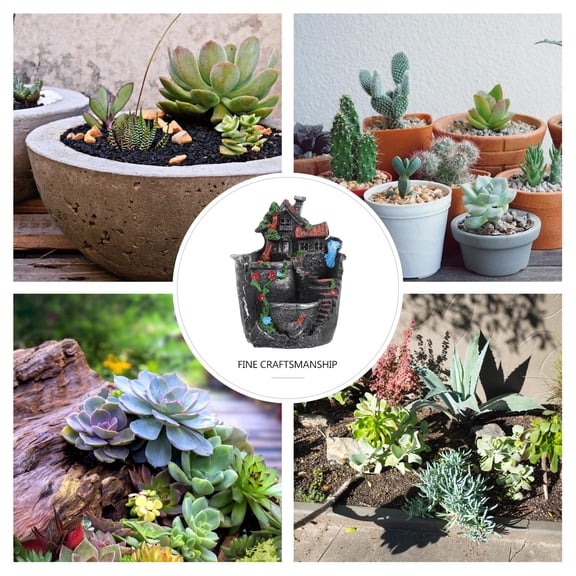 Pretyzoom 1Pc Fine Craftsmanship Decorative Flowerpot House Shape for Garden Lawn Home Use
