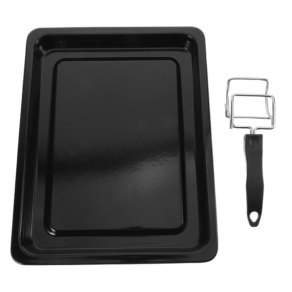 Pretyzoom 1Set Black Baking Pan Clip with Heat Protection Handle for Oven and Air Fryer Tray Retrieval