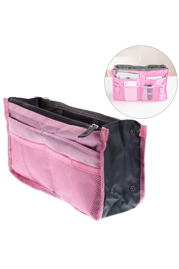 1Pc Multi Pocket Nylon Handbag Liner Pink Craftsmanship for Storage and Travel