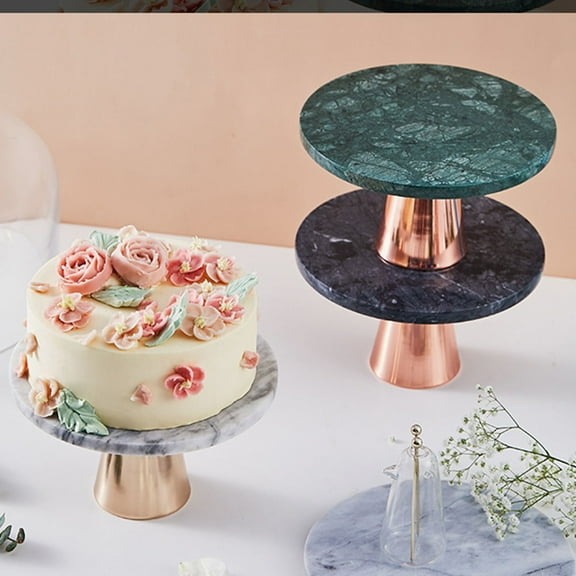 Pretyzoom 1Set Large Marble Tray Golden Grey for Dessert Table Display Set